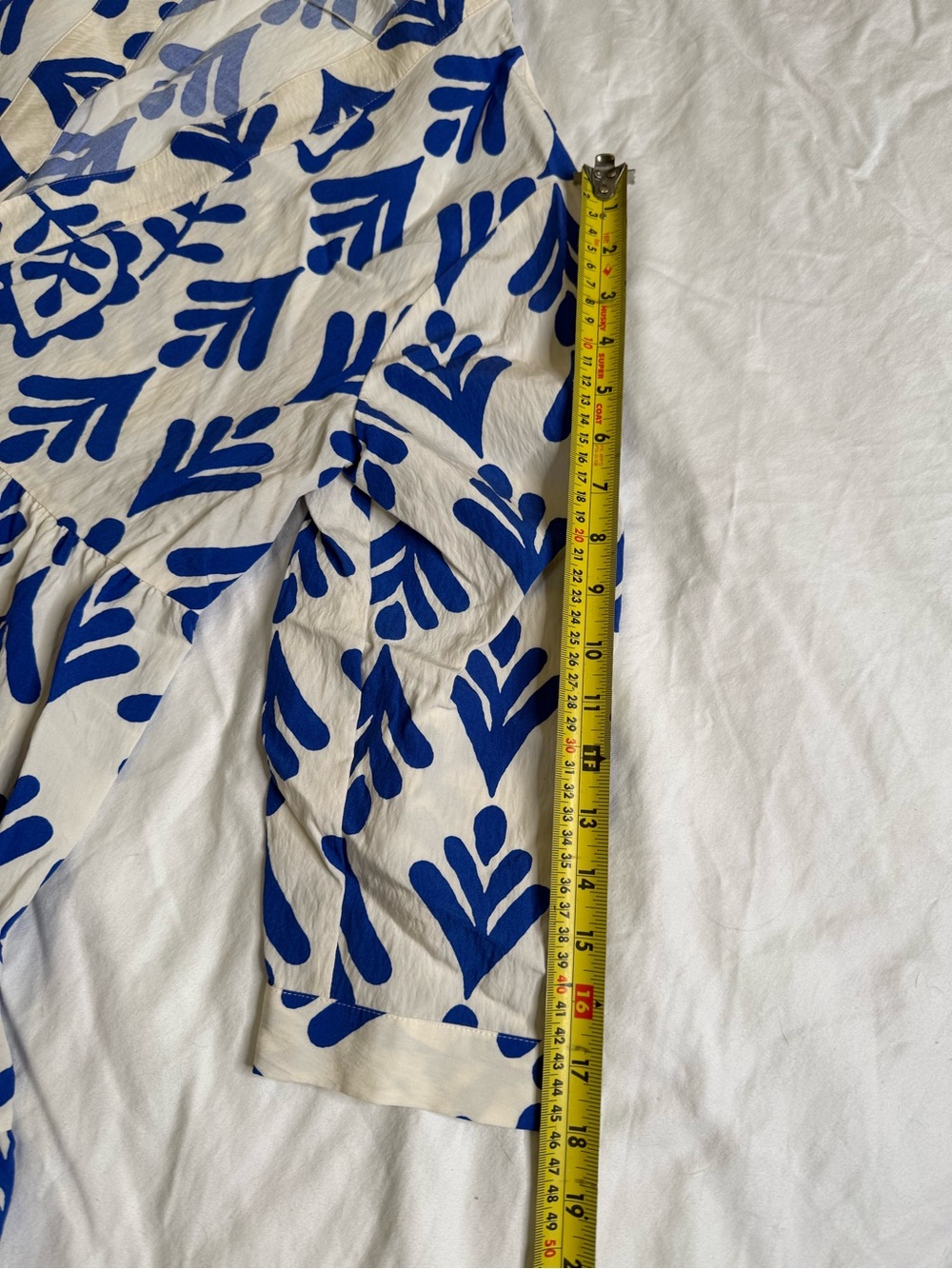 Zara Blue White Mediterranean Print Tiered Babydoll Dress M Coastal Resort - Picture 9 of 10